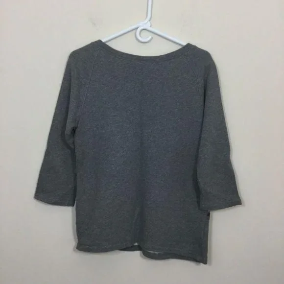 Ann Taylor LOFT Size M Gray Black Sequence 3/4 Sleeve Sweatshirt - Picture 4 of 4